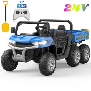24 Volt 2 Seater Ride On Toys, 4WD 6 Wheels Electric Ride On UTV Cars for Big Kids,Ride On Dump Truck w/ Remote Control,Battery Display,Bluetooth,USB - 1 of 4
