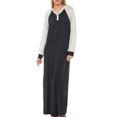 Women's Soft Knit Nightgown, Full Length Long Henley Night Shirt Pajama Top  With Pockets : Target