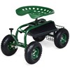 Costway Garden Cart Rolling Work Seat w/ Tool Tray Basket Green - image 3 of 4