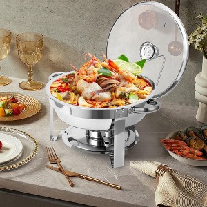 Chafing Dish Buffet , Buffet Servers and Warmers Set of 2，Stainless Steel Buffet Chafers and Warmer Sets ，for Buffet with Lid Holder & Glass Lid - 1 of 4