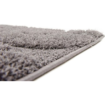 Dark Gray Floral Shag Rectangular Easy Care Rug, 5' x 8'