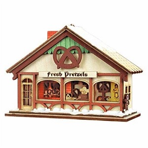 Old World Christmas Wooden Peppermint Twist Pretzel Shop Ornament - 1 of 2