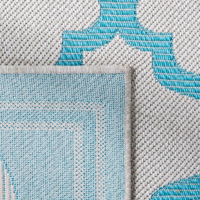 Aqua Geometric Easy-Care Synthetic Outdoor Area Rug 3' x 5'