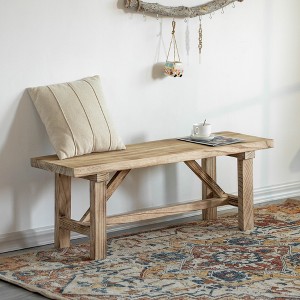 Vintiquewise Wooden Bench Farmhouse Entryway Organizer Retro Rustic Accent Seat Armless Design Stylish & Practical Décor for Indoor Space - 1 of 4