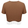 Nlife Womens Nashville Sparkly Glitter Fringe Short Sleeve Cropped Top Raceback Ribbed Crop Tank Tops with Rhinestone Tassel - 4 of 4