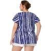 Agnes Orinda Women's Plus Size Cute Short Sleeve V Neck Casual Stripe Blouses - 4 of 4