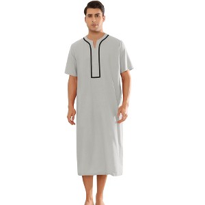 Lars Amadeus Men's Loose Fit Short Sleeves Solid Color Nightgown - 1 of 4