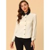 Allegra K Women's Work Long Sleeve Contrast Collar Satin Button Down Shirt - 3 of 4
