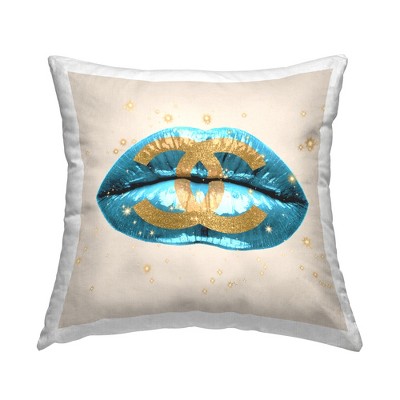 Stupell Industries Blue Fashion Lipstick Brand Lips, 18 x 18