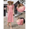 INSPIRE CHIC Women's Gingham Ruffle Cuff Sleeveless Square Neck Smocked A-Line Midi Dresses - 2 of 4