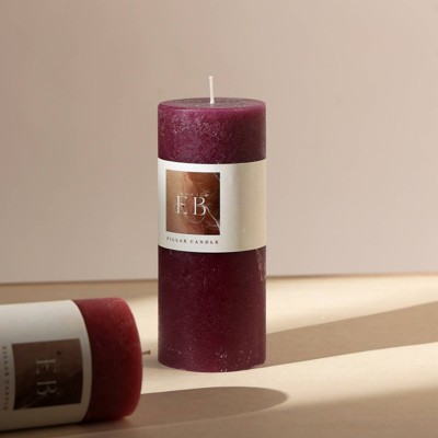 FONTOI Rustic Pillar Candle, Wax Candle for Home Decor, Warm Glow for Relaxation, Celebrations & Everyday Use, Burgundy, 3"*7"*3"