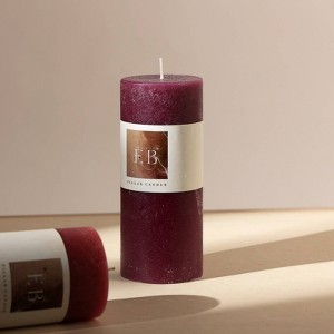 FONTOI Rustic Pillar Candle, Wax Candle for Home Decor, Warm Glow for Relaxation, Celebrations & Everyday Use, Burgundy, 3"*7"*3" - 1 of 4