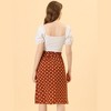 Allegra K Women's Printed Belted Elastic High Waist Vintage A-Line Midi Skirt - 4 of 4