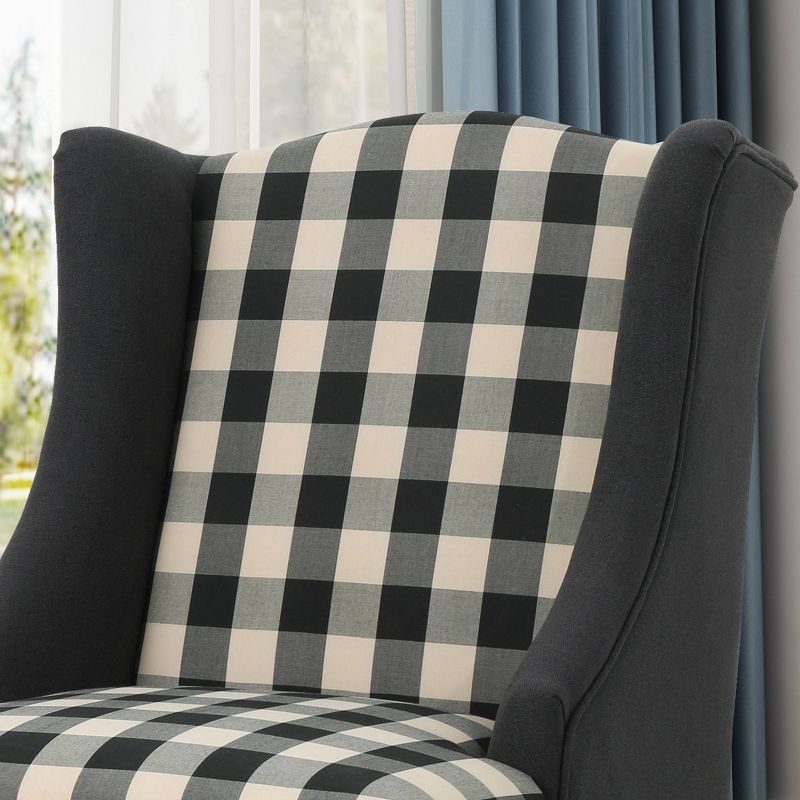 Toddman High-Back Club Chair Checkerboard Black/Dark Charcoal - Christopher Knight Home, 4 of 7