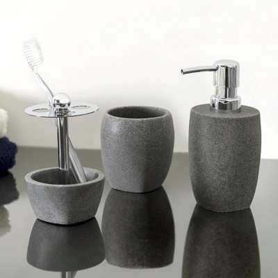 Charcoal Gray Resin Stone-Like Bathroom Tumbler