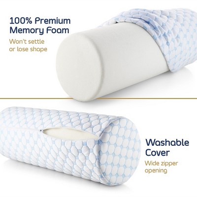 Nestl Firm Memory Foam Neck Roll Pillow with Cooling Cover