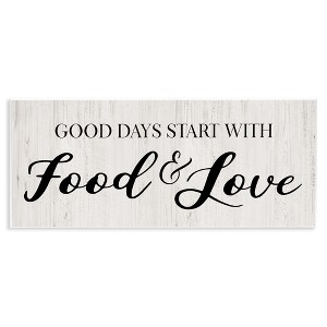 Stupell Industries Good Days Start with Food Love Kitchen Sign, 17" x 7" - 1 of 4