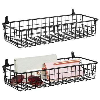 Hanging Under Shelf Storage Basket (6 Pack) - HR026, Black x 6