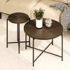 FONTOI End Table Two Piece Coffee and End Table Set Distressed Cylindrical Design with Metal Legs for Living Room, Walnut Brown, 31.4"*31.4"*18.9" - 4 of 4
