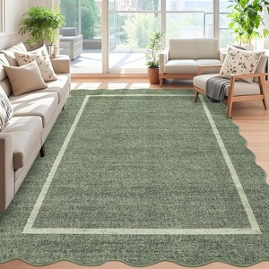 coucheta Washable Scalloped Area Rugs, Multi-size Modern Stain-Resistant Soft Low Pile Non-Slip Farmhouse Accent Carpet, for Living Room, Bedroom - 1 of 4