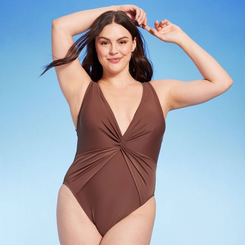 Women's Twist-Front Plunge One Piece Swimsuit - Shade & Shore™, 5 of 11