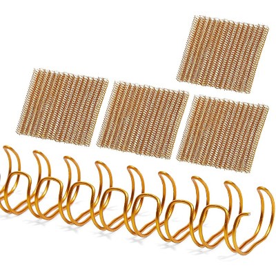 Stockroom Plus 100-Pack Gold Double Loop Wire Spiral Binding Coils Spines for 70 Sheets, 10.25"x0.38", 3:1 Pitch