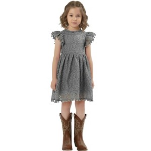 2Bunnies Lace Pom Pom Trim Girl Dress - 1 of 4