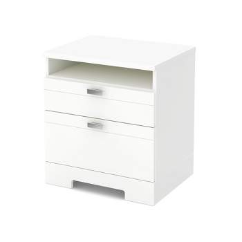 Reevo Nightstand with Drawers And Cord Catcher Pure White - South Shore
