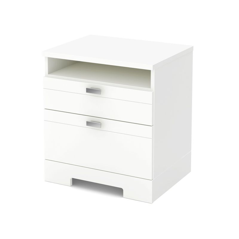 Reevo Nightstand with Drawers And Cord Catcher Pure White - South Shore, 1 of 9