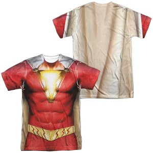 Men's Shazam Movie Shazam Uniform (Front Back Print) Short Sleeve Costume T-Shirt - 1 of 4