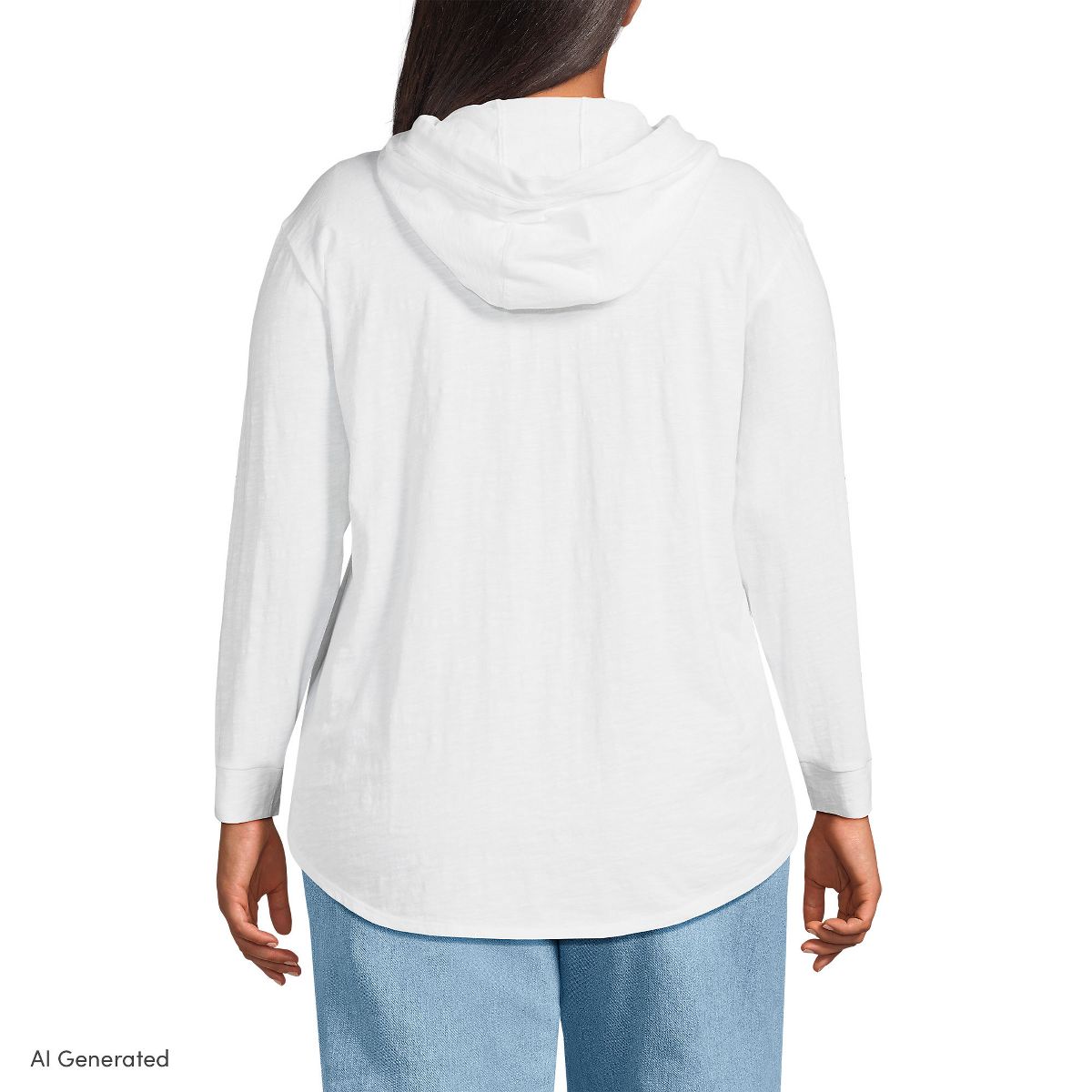 Lands' End Women's Long Sleeve Slub Hooded Popover - thumbnail 2