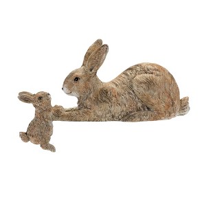 HomeRoots Set Of Two 4" Brown and White Polyresin Rabbit Figurine - 1 of 4