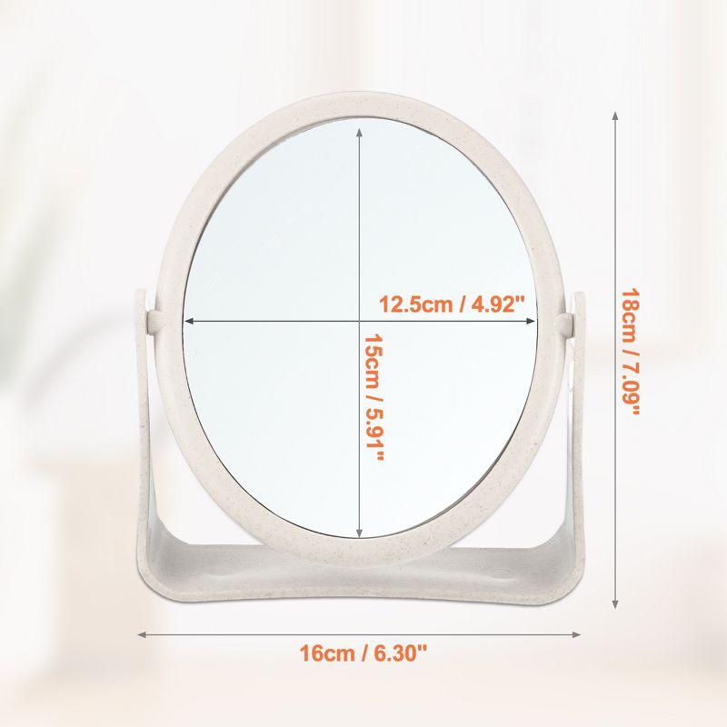 Unique Bargains Plastic Double-Sided Rotating Round Makeup Mirror 1 Pc, 3 of 7