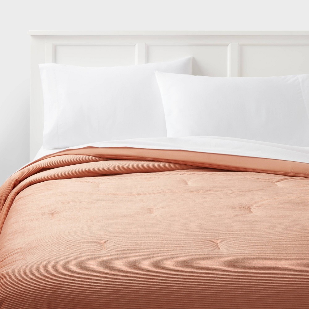 Photos - Bed Linen Full/Queen Corduroy Plush Comforter Copper - Room Essentials™
