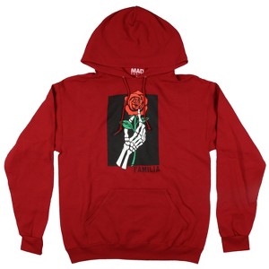 Seven Times Six Men's Familia Hoodie Rose in Skeleton Hand Gothic Family Hooded Pullover Maroon - 1 of 4