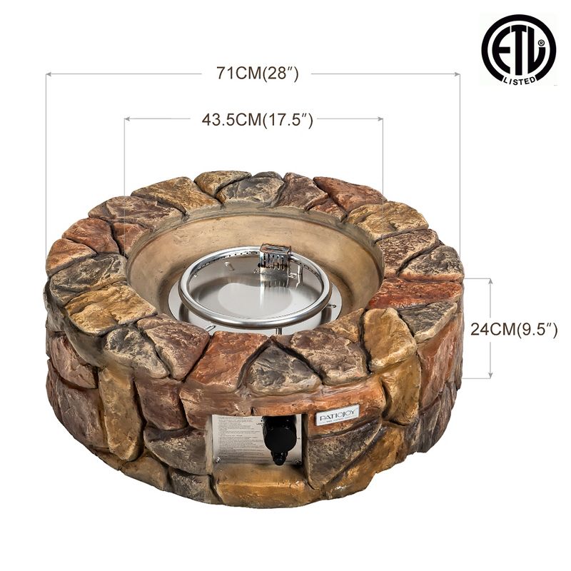 Costway 28'' Propane Gas Fire Pit Outdoor 40,000 BTU Stone Finish Lava Rocks Cover Brown\Grey, 2 of 6