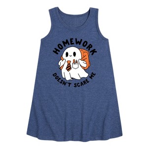Girls' - Instant Message - Homework Ghost Graphic Sleeveless Aline Dress - 1 of 4