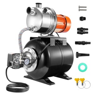 VEVOR 1 HP Shallow Well Pump with Pressure Tank, 1000 GPH, Automatic Irrigation Water Booster Pump with 130 ft Head Lift 20/40 PSI Pressure, Black - 1 of 4