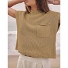 Cap Sleeve Tops for Women Spring Mock Neck Sleeveless Knit Tops with Chest Pocket Summer Crew Neck Pullover Sweater - 4 of 4