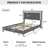 1pc Bed Frame Upholstered Velvet Platform with LED Headboard, No Box Spring Needed, Modern Design for Bedroom - Baofuwish - 4 of 4