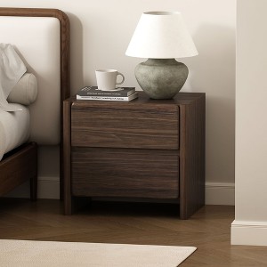 Sapphtopaz 24" Modern Nightstand with 2 Rounded Drawers Wood Night Stand with Simple Design Versatile Bedside Table for Bedroom, Living Room - 1 of 4