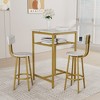 Hooseng Dining Table Set for 2,  Table Set with Storage Shelves and 2 PU Leather Backrest Stools, Wooden Table Top, Bar Table Set for Small Space - 3 of 4
