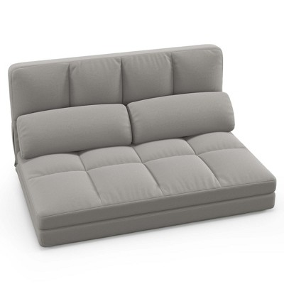 Costway Floor Sofa Bed with 2 Pillows 6 Positions Adjustable Backrest Velvet Cover Dark Grey/Light Grey