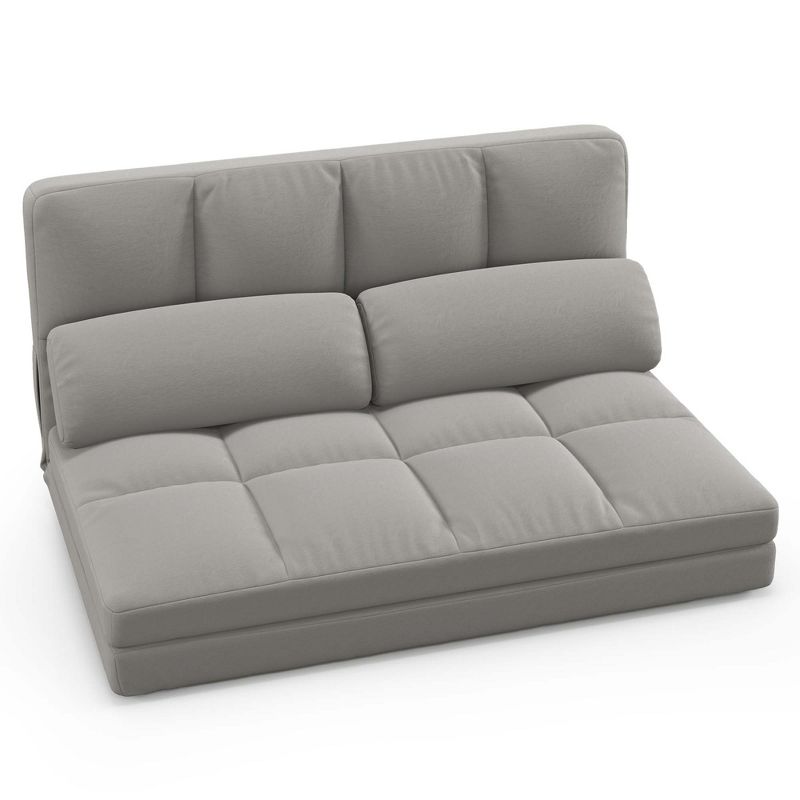 Costway Floor Sofa Bed with 2 Pillows 6 Positions Adjustable Backrest Velvet Cover Dark Grey/Light Grey, 1 of 11