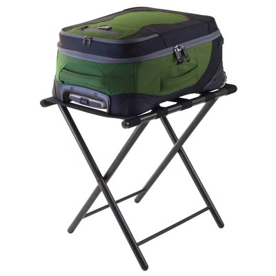 Tavin Black Metal Folding Luggage Rack with Nylon Straps