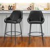 HomeRoots Set of Two 30" Black Faux Leather And Steel Bar Height Bar Chairs - 2 of 4
