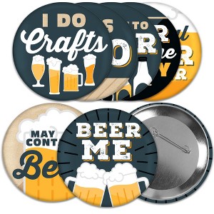 Big Dot of Happiness Cheers and Beers - 3 inch Beer Party Badge - Pinback Buttons - Set of 8 - 1 of 4