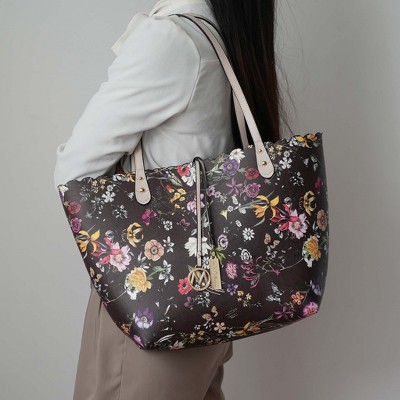 MKF Collection Floral Tote Reversible Bag with Crossbody Pouch, Danielle 2-Piece Set – MKF Collection K – Coffee Beige — фото 2