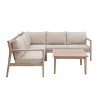 Linon 4pc Melita Acacia Sectional & Coffee Table Beige - 3 of 4