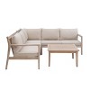 Linon 4pc Melita Acacia Sectional & Coffee Table Beige - image 3 of 4